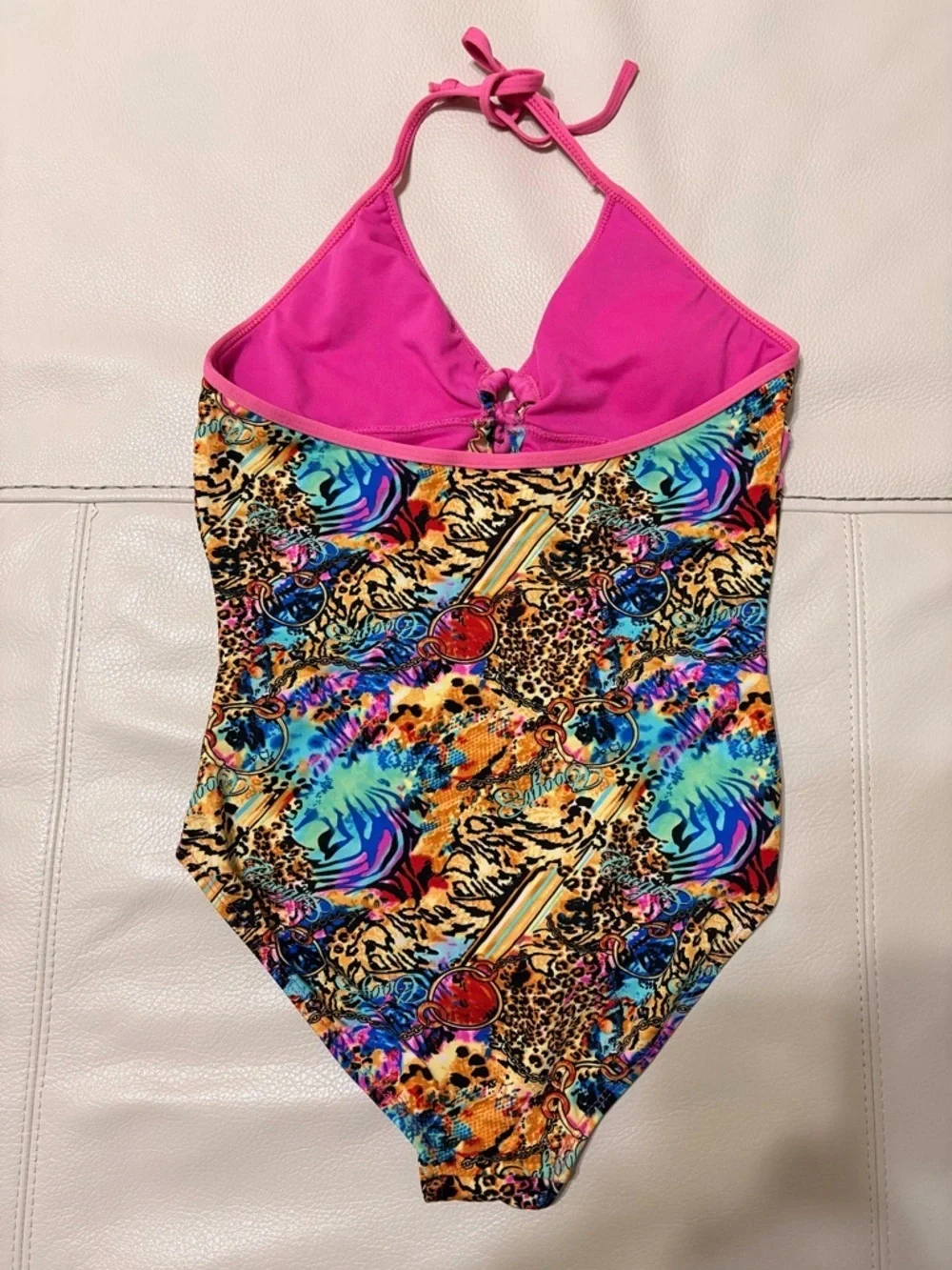 Coogi Girls' Pink Trim Multicolor One-Piece Swimsuit Size 16